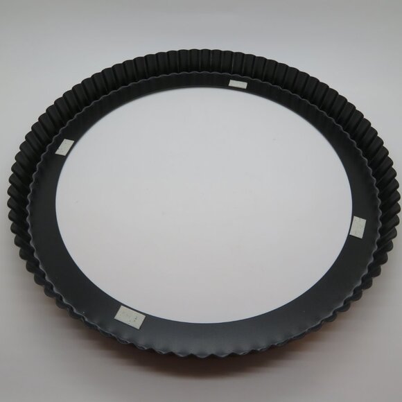 Tart Tin Pan 12” Nonstick Black Steel Round Fluted Removable Bottom Bake Paderno - Picture 6 of 14